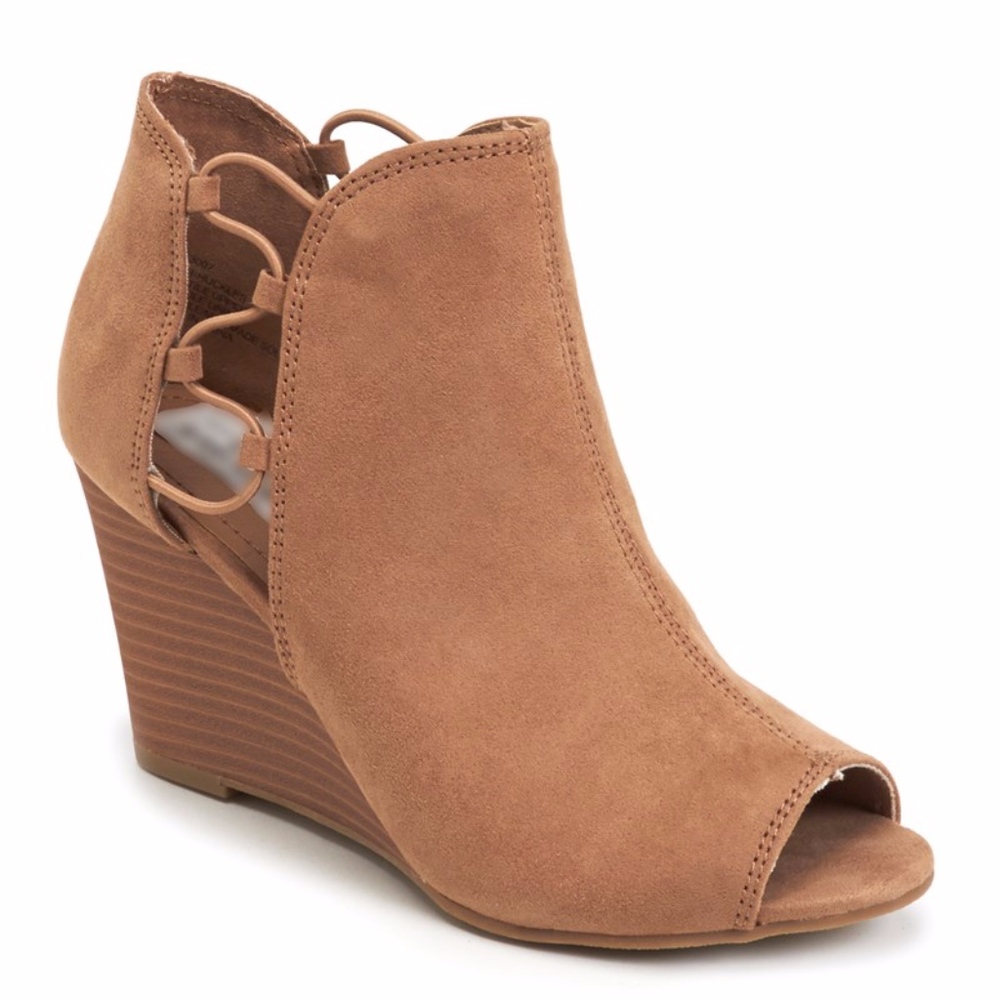 Sugar suede peep toe wedges